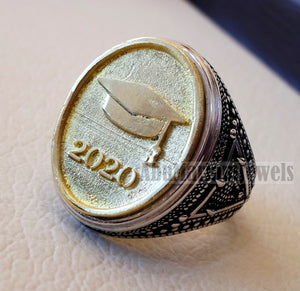 Graduation 2020 Graduate ring sterling silver and bronze middle eastern turkey oriental antique style fast shipping all sizes