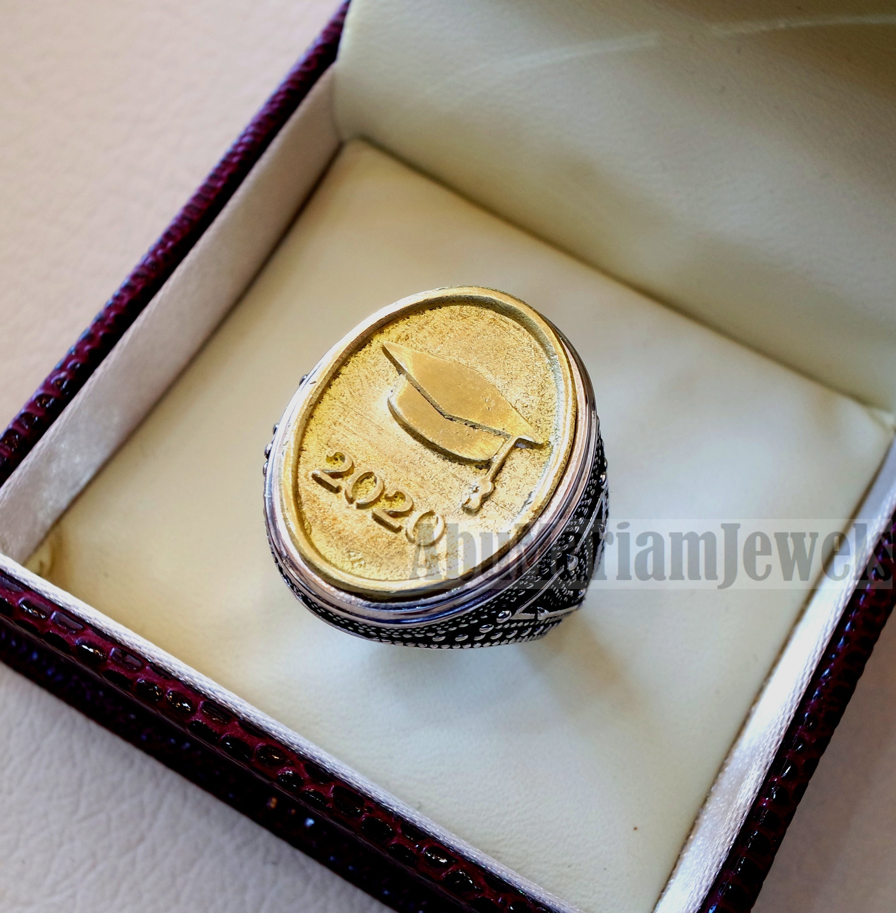 Graduation 2020 Graduate ring sterling silver and bronze middle eastern turkey oriental antique style fast shipping all sizes