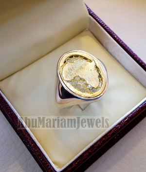 Africa map man ring sterling silver 925 and bronze Arabic oval signet style fast shipping all sizes خاتم أفريقيا