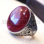 Treated natural red corundum identical to genuine ruby stone color huge men ring sterling silver 925 any size ottoman jewelry ياقوت
