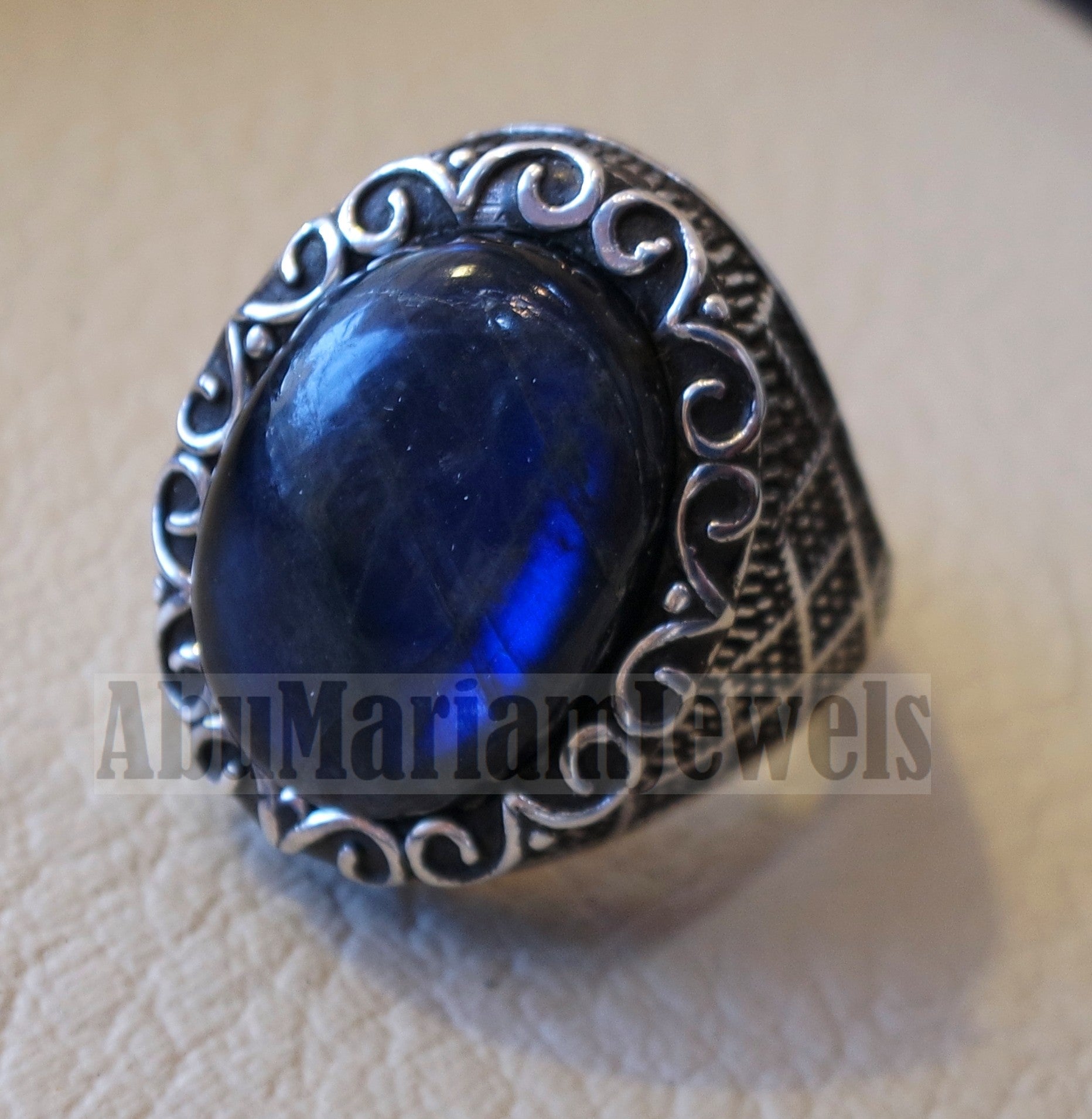 flashy blue labradorite Top quality men ring sterling silver 925 natural stone all sizes jewelry fast shipping ottoman middle eastern style