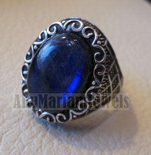 flashy blue labradorite Top quality men ring sterling silver 925 natural stone all sizes jewelry fast shipping ottoman middle eastern style