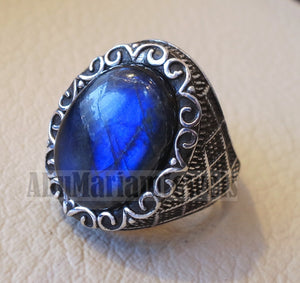 flashy blue labradorite Top quality men ring sterling silver 925 natural stone all sizes jewelry fast shipping ottoman middle eastern style