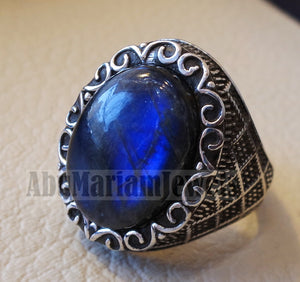 flashy blue labradorite Top quality men ring sterling silver 925 natural stone all sizes jewelry fast shipping ottoman middle eastern style