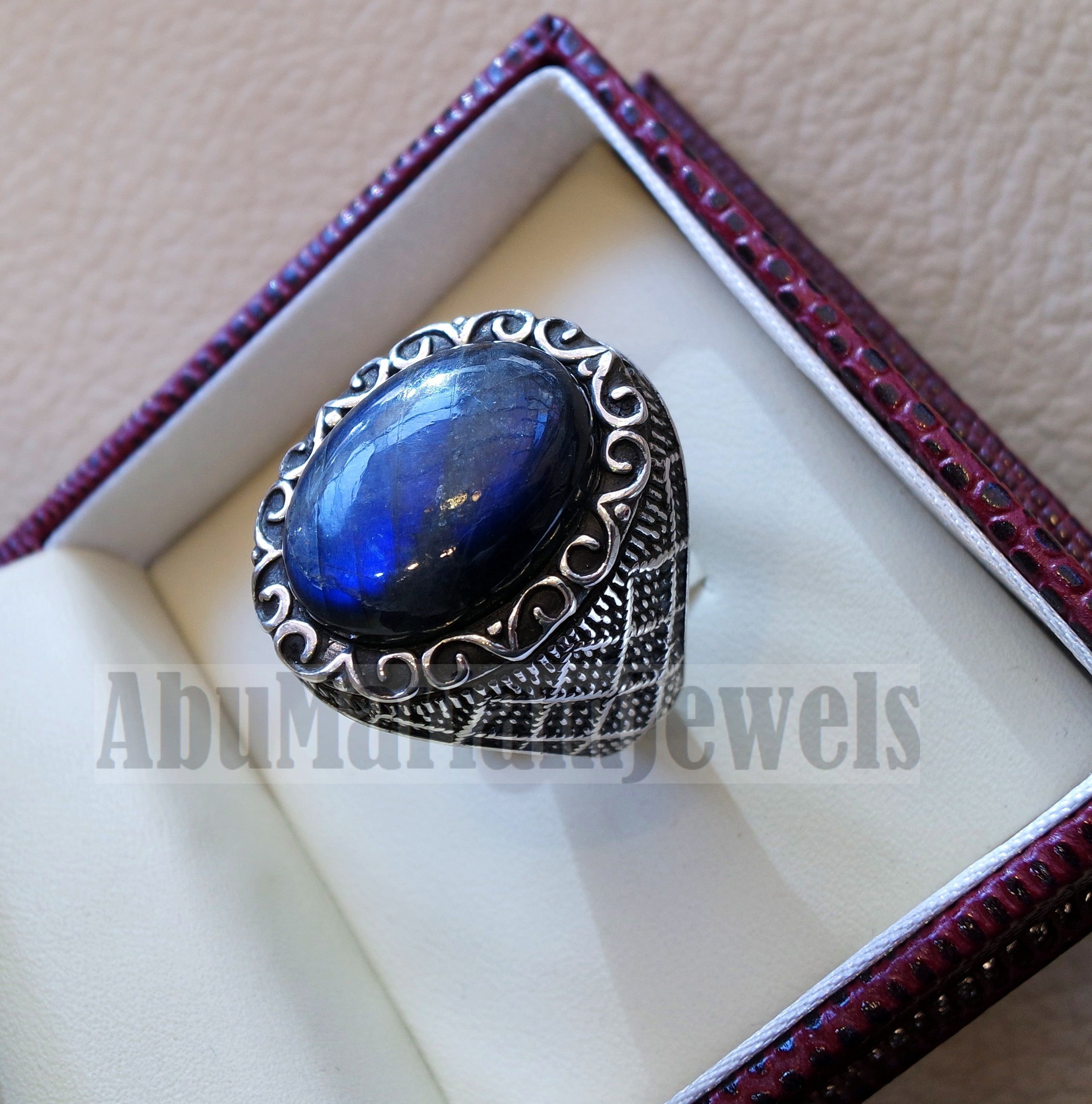 flashy blue labradorite Top quality men ring sterling silver 925 natural stone all sizes jewelry fast shipping ottoman middle eastern style