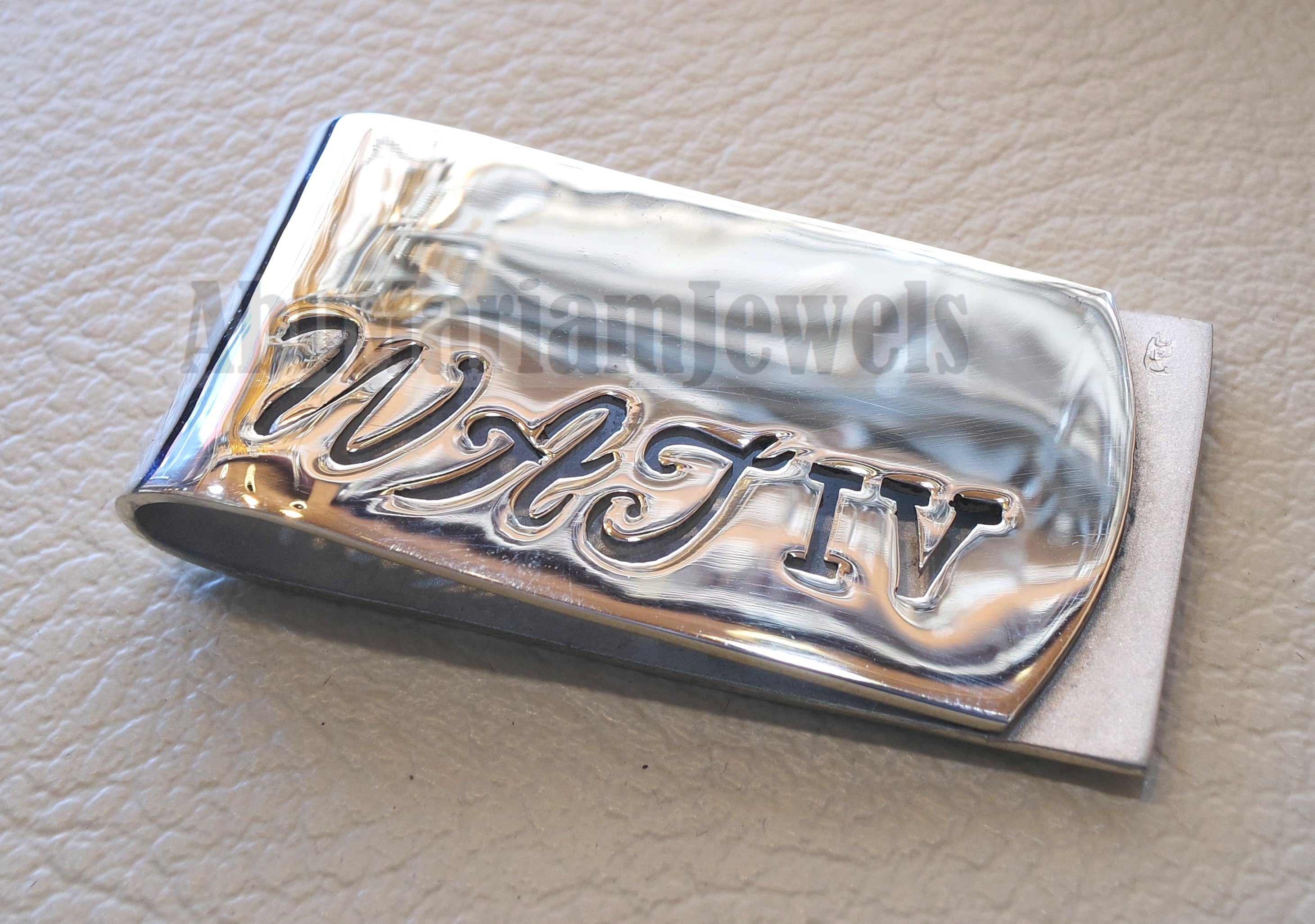 personalized customized heavy sterling silver 925 money clip  cursive letters or one name Arabic , English , any other can be applied 6