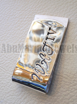 personalized customized heavy sterling silver 925 money clip  cursive letters or one name Arabic , English , any other can be applied 6