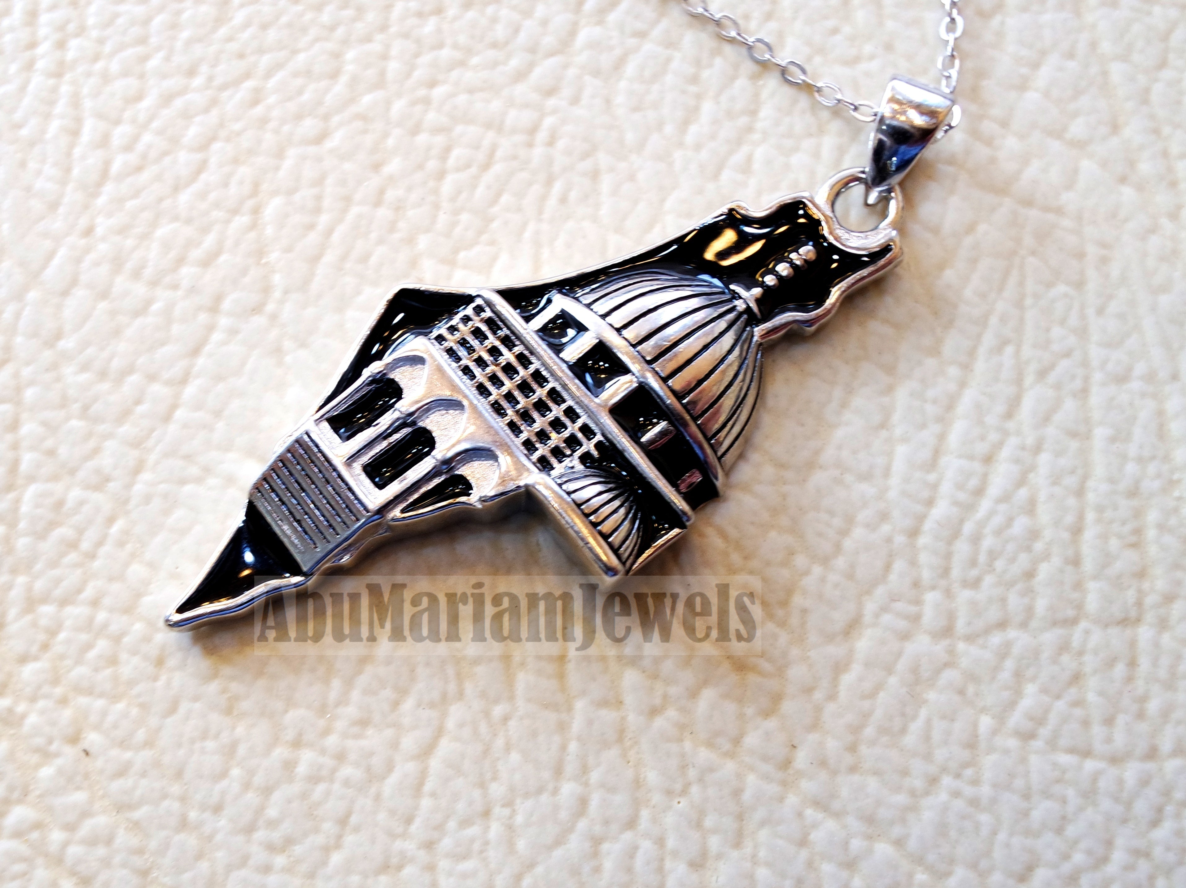 Palestine Map Silver Necklace