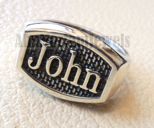 Name ring customized English calligraphy one word personalized heavy all sizes jewelry style sterling silver 925 SN1002