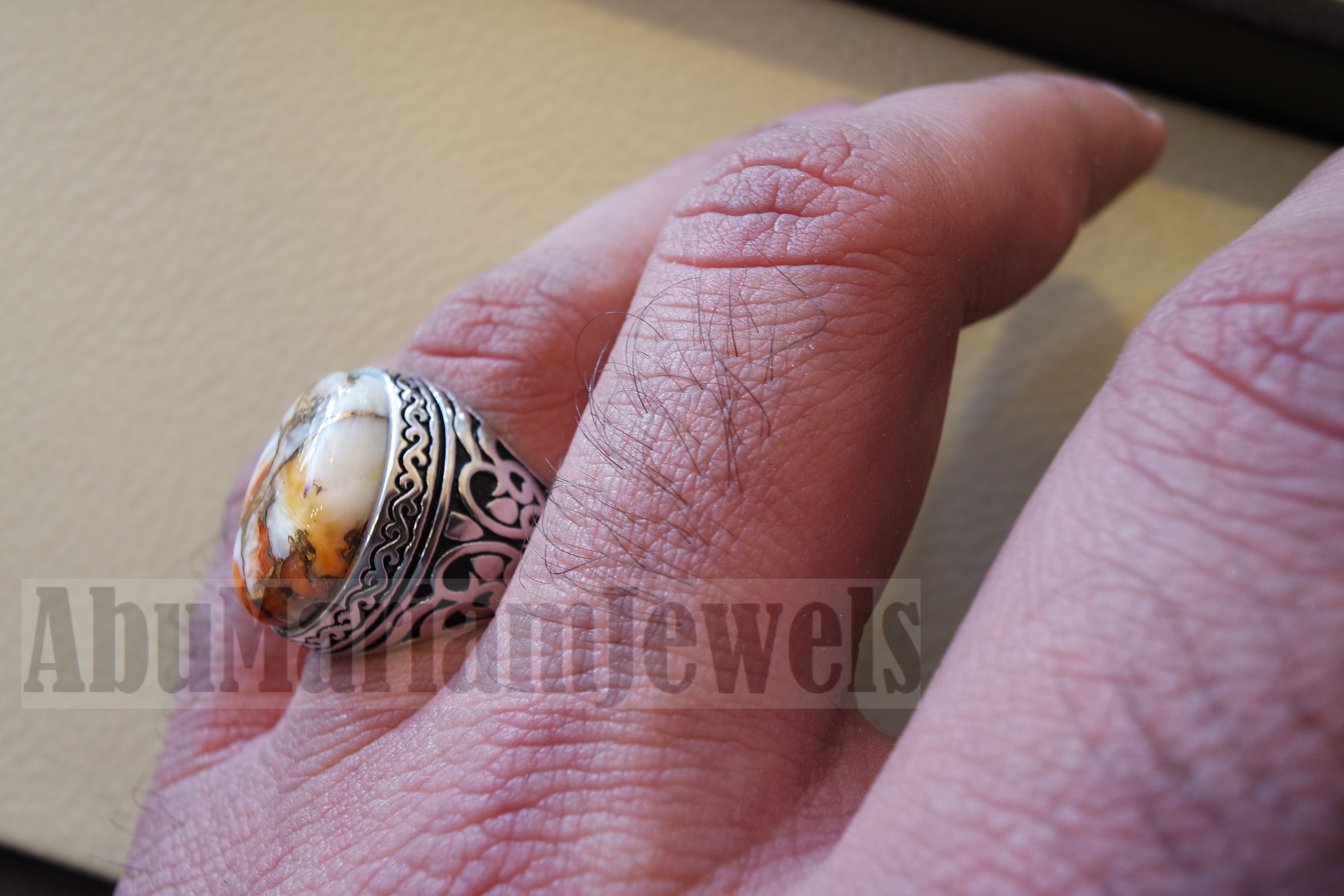 copper oyster man ring natural stone sterling silver 925 oval cabochon semi precious gem ottoman arabic style all sizes jewelry