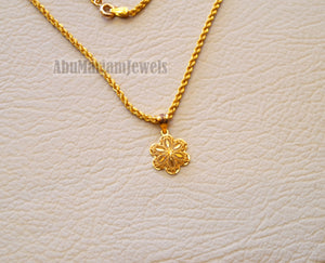21K gold flower pendant with rope chain gold jewelry 16 and 20 inches fast shipping with gift box valentine , Anniversary , birthday gift
