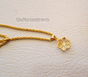 21K gold flower pendant with rope chain gold jewelry 16 and 20
