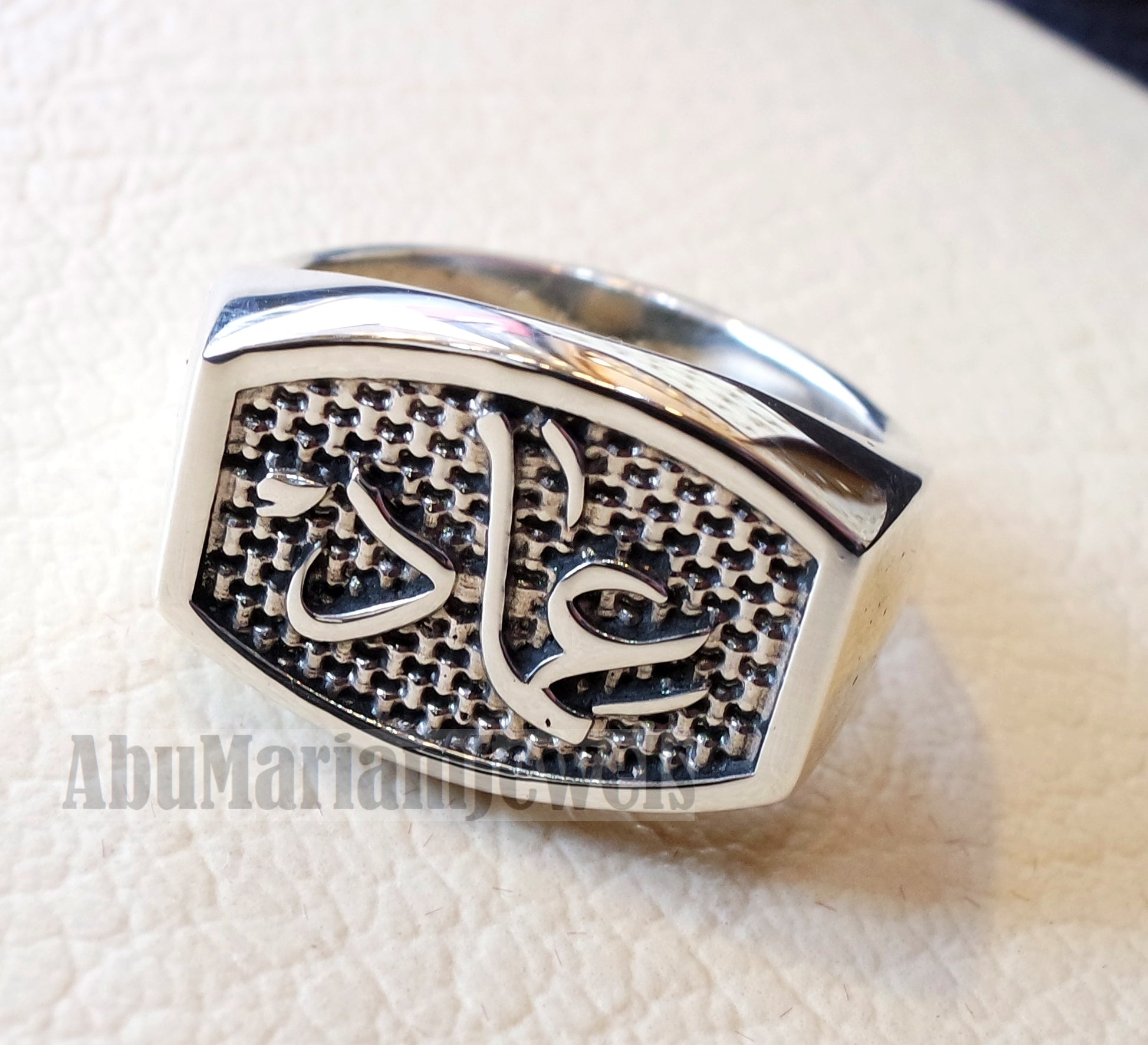 Name ring customized Arabic calligraphy one word personalized heavy all sizes jewelry style sterling silver 925 SN1004 خاتم اسم تفصيل