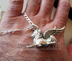 Babylon lion historical mythical winged lion the symbol of ultimate power pendant with thick chain sterling silver 925 griffin gryphon jewelry