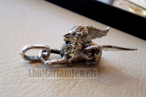 Huge Babylon lion 3D historical mythical winged lion the symbol of ultimate power pendant sterling silver 925 griffin gryphon jewelry