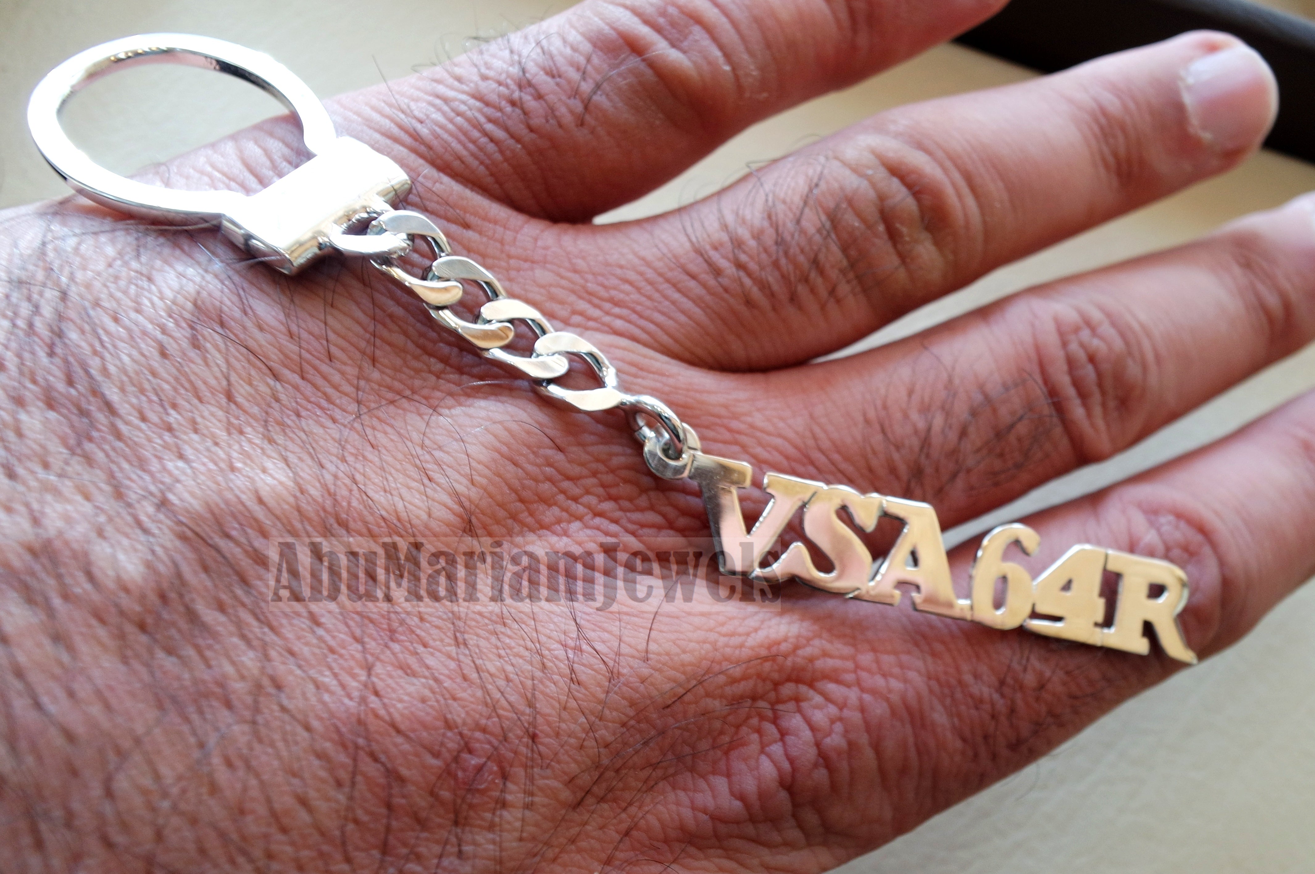Key chain Personalized customized car number made to order sterling silver 925 or any similar design or shape Key_car