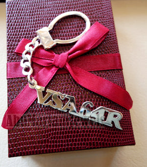 Key chain Personalized customized car number made to order sterling silver 925 or any similar design or shape Key_car