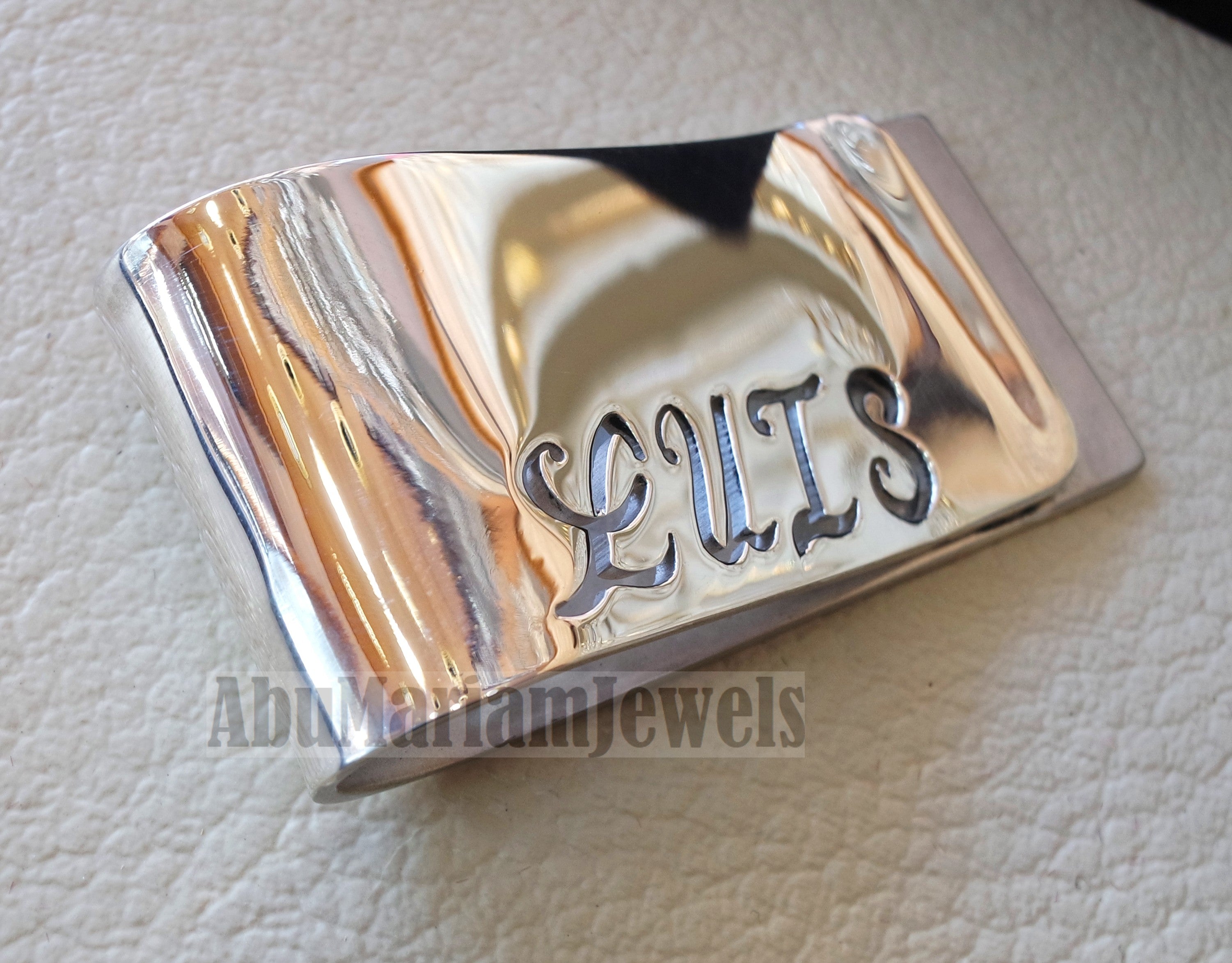 personalized customized heavy sterling silver 925 money clip gift three letters or one name Arabic or English or any other can be applied
