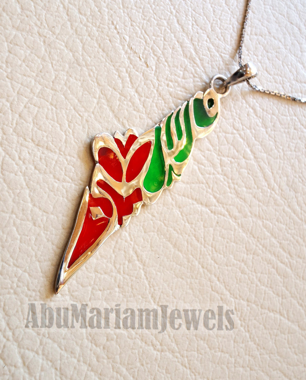 Palestine map pendant sterling silver 925 high quality jewelry arabic calligraphy colorful green and red enamel fast shipping خارطه فلسطين
