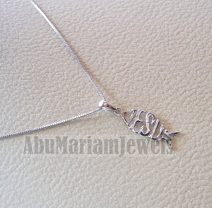 Icthys jesus pendant with chain sterling silver 925 middle eastern jewelry christianity fish and cross necklace handmade express shipping