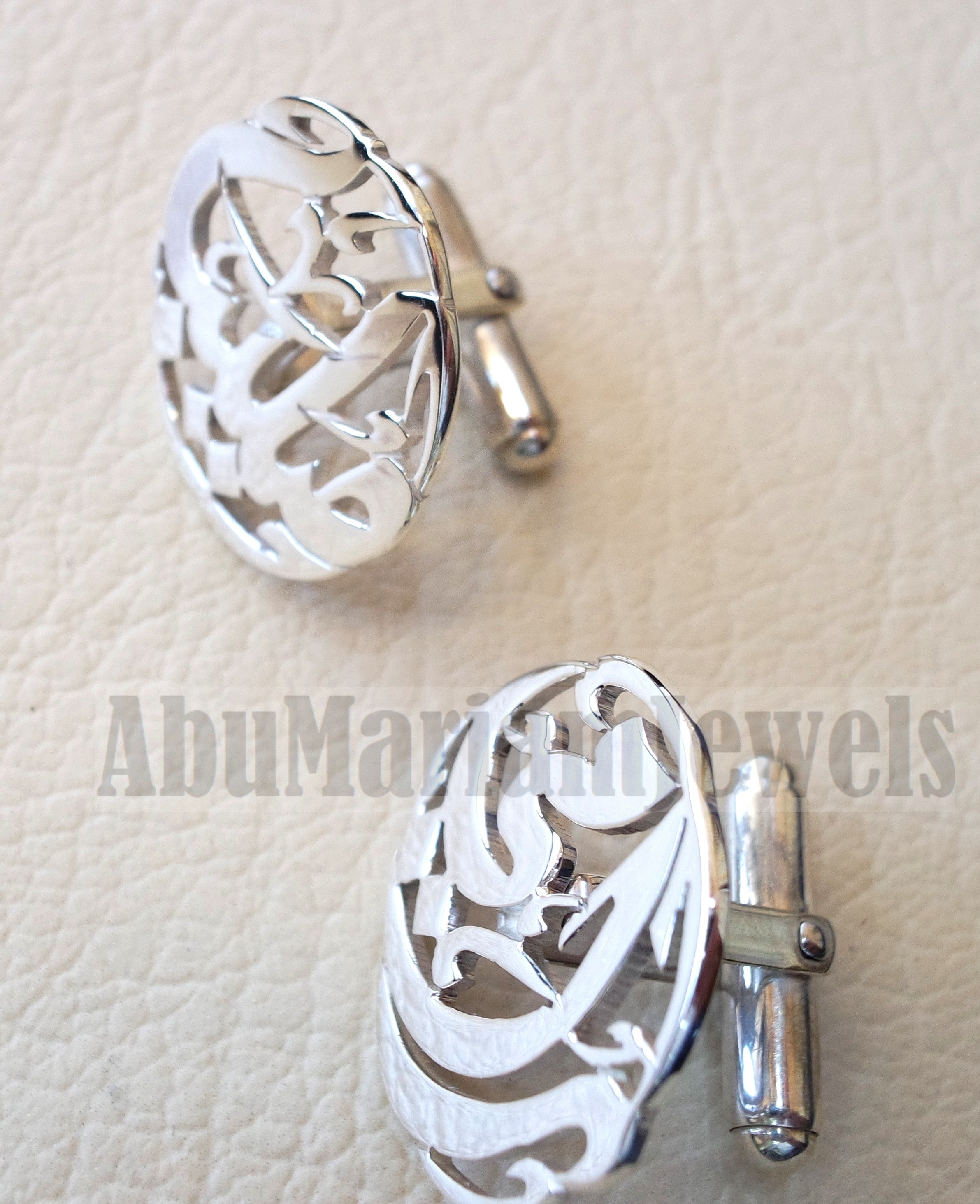 cufflinks , cuflinks 2 or 1 name one word each calligraphy arabic customized any name made to order sterling silver 925 men jewelry CF109