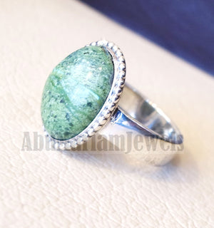 Pinkie men or women ring green Swiss opal skin touching stone sterling silver 925 all sizes high quality natural oval cabochon stone