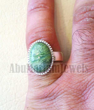 Pinkie men or women ring green Swiss opal skin touching stone sterling silver 925 all sizes high quality natural oval cabochon stone