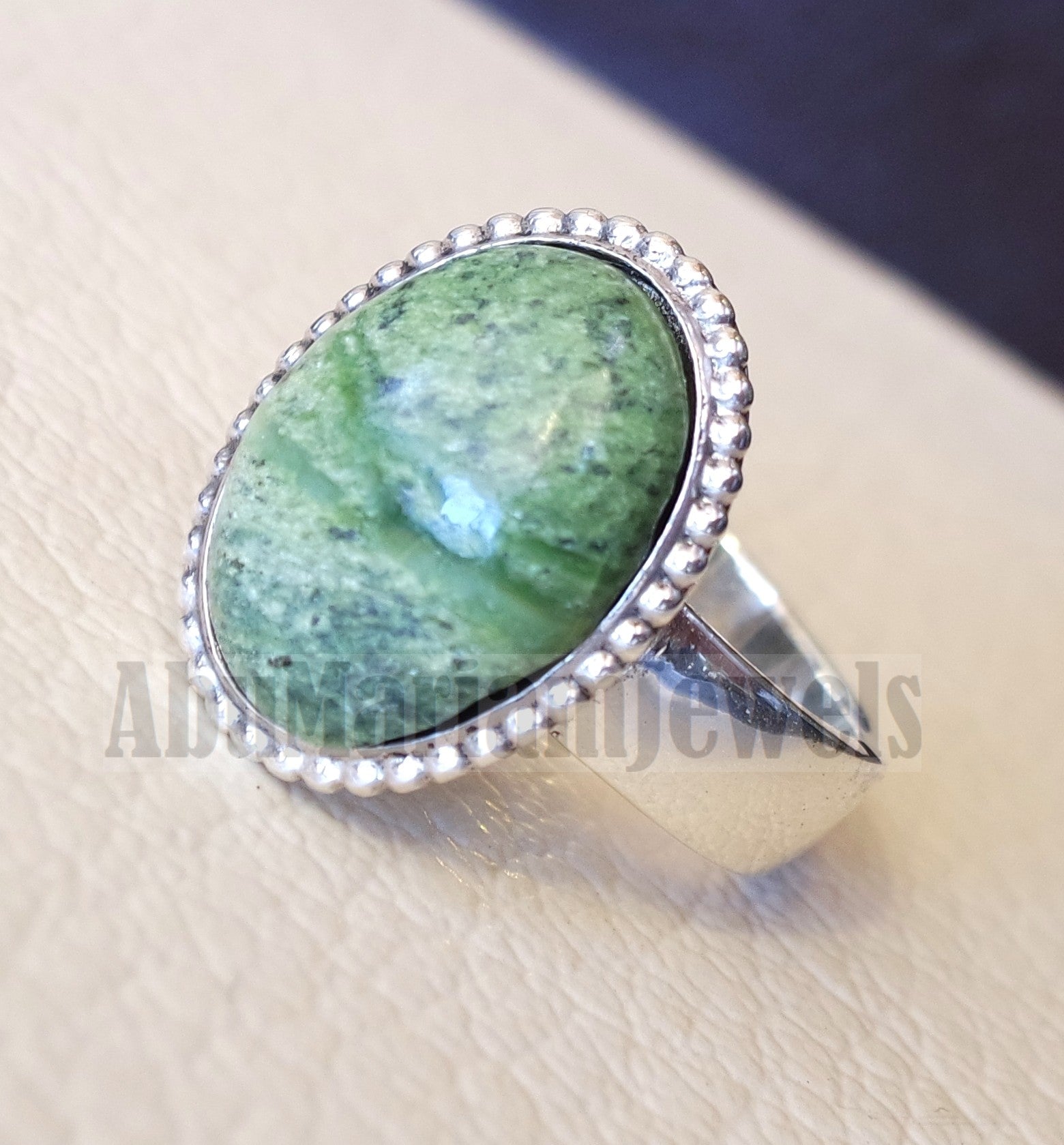 Pinkie men or women ring green Swiss opal skin touching stone sterling silver 925 all sizes high quality natural oval cabochon stone