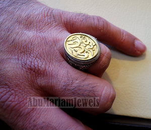 Customized Arabic calligraphy names ring personalized antique jewelry style sterling silver 925 and bronze any size TSB1012 خاتم اسم تفصيل