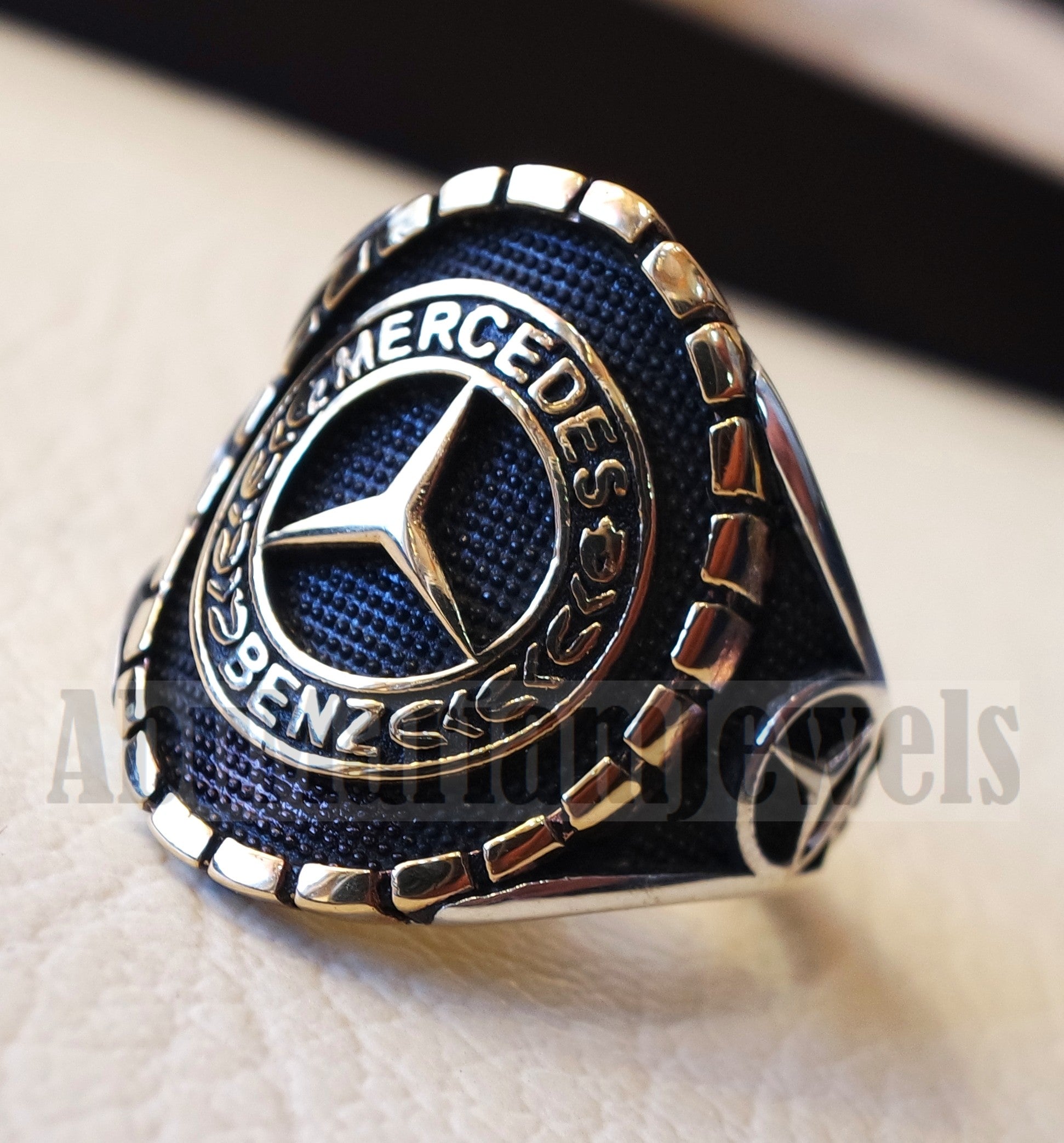 Mercedes Benz sterling silver 925 and bronze heavy man ring new car id –  Abu Mariam Jewelry