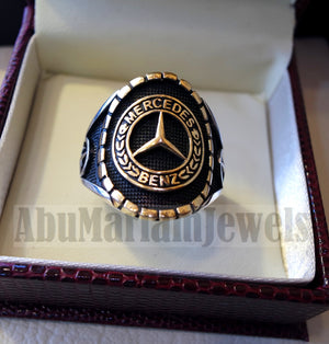 Mercedes Benz sterling silver 925 and bronze heavy man ring new car ideal gift all sizes 1002
