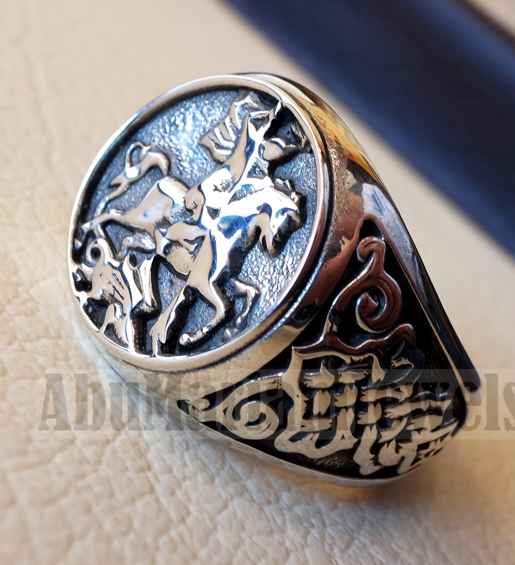 St George's and the dragon heavy man ring round sterling silver 925 historical religious Greek Orthodox Christian all sizes jewelry