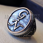 Initials Customized men ring personalized any 2 letters antique jewelry style sterling silver 925 and bronze any size In-1002