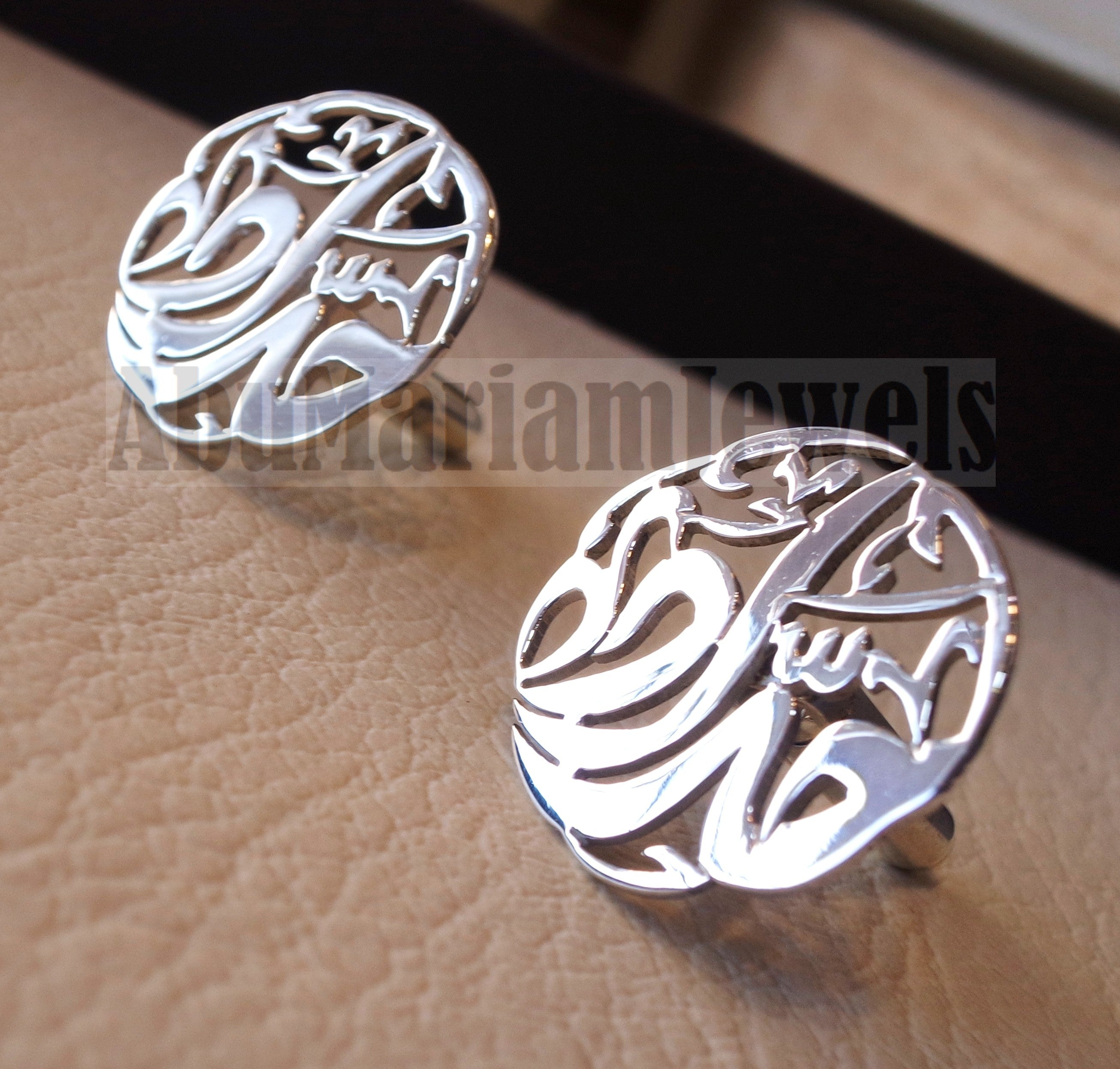 cufflinks , cuflinks 2 or 1 name one word each calligraphy arabic customized any name made to order sterling silver 925 men jewelry CF112