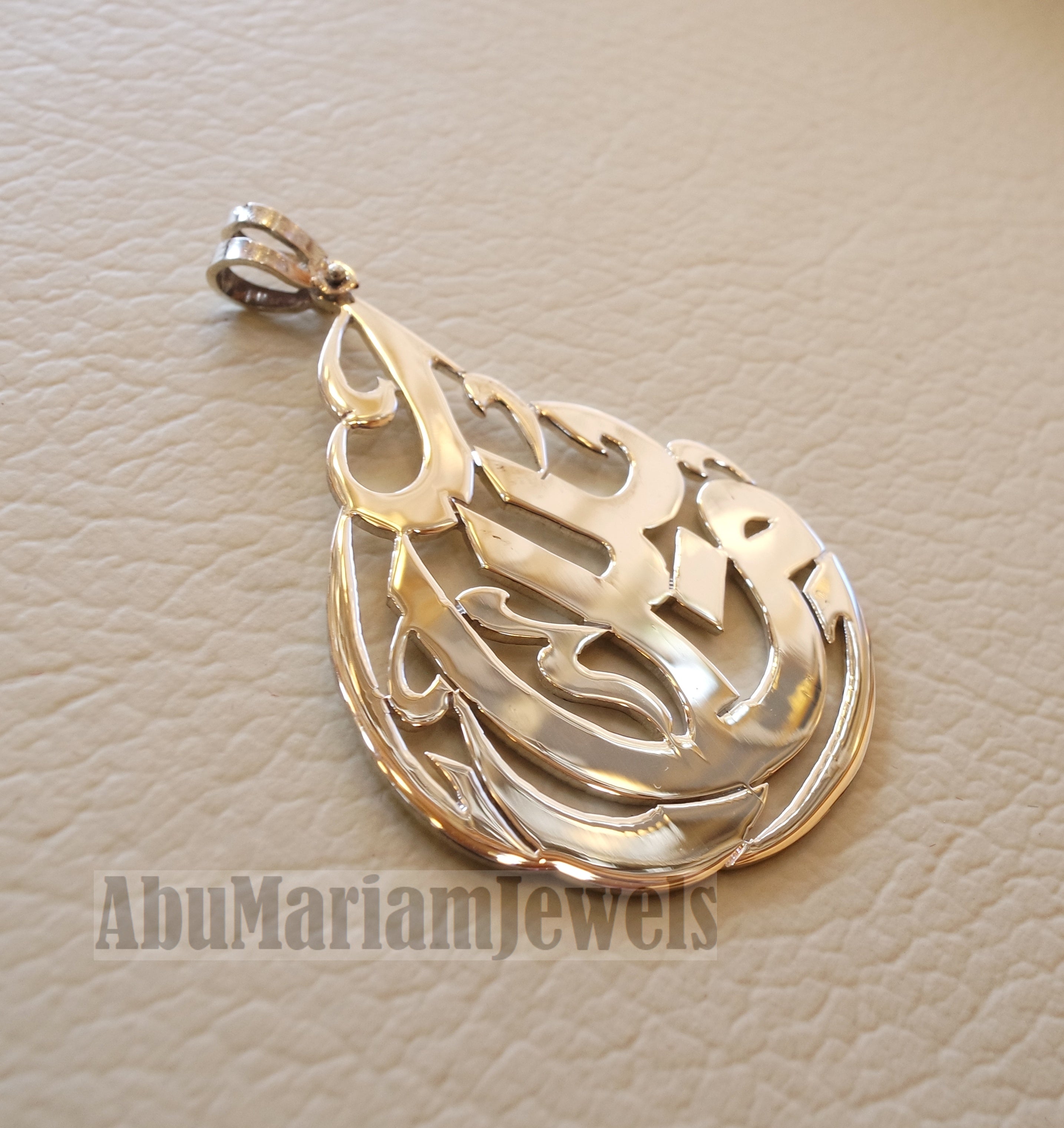 pendant any one or two names arabic made to order customized polish sterling silver 925 big pear shape other can be applied اسماء عربي