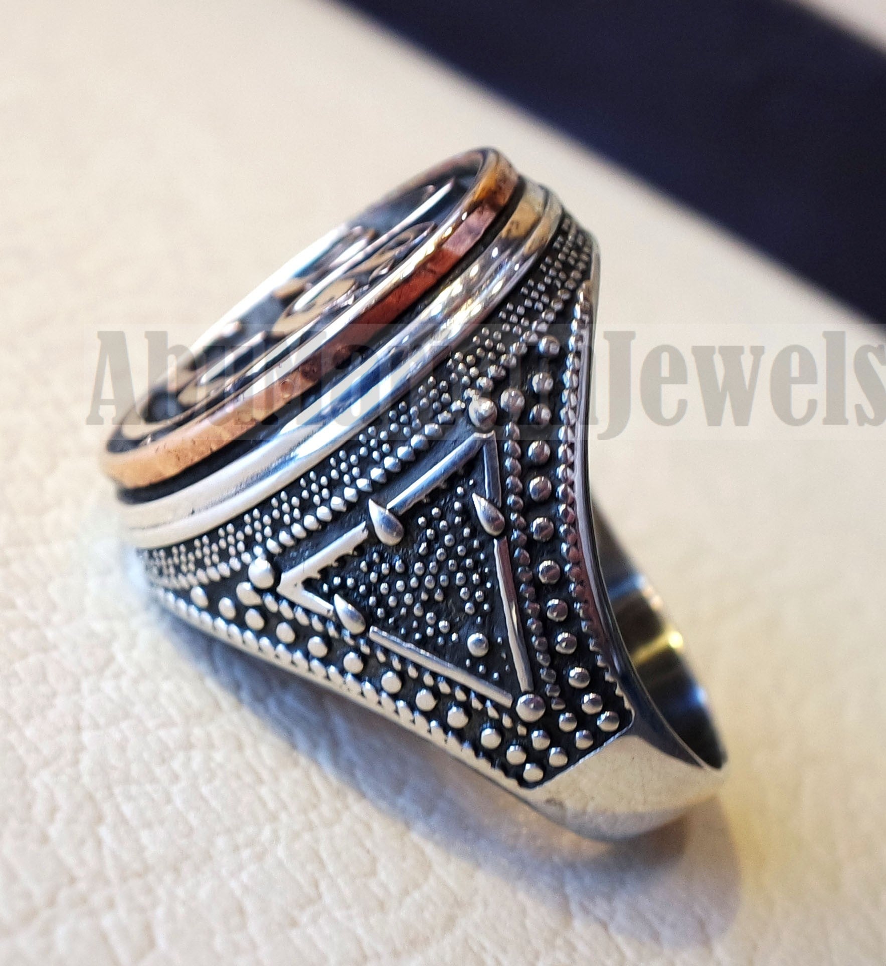 Customized Arabic calligraphy names ring personalized antique jewelry style sterling silver 925 and bronze any size TSB1010 خاتم اسم تفصيل