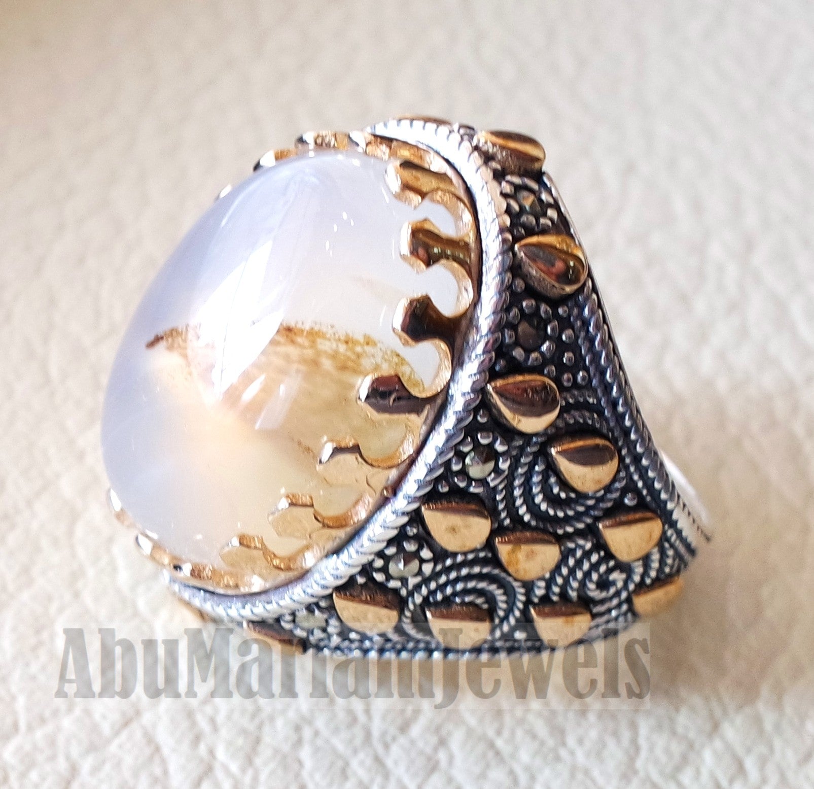 oval yamani aqeeq natural stunning Sulymani agate gem men ring sterling silver 925 and bronze jewelry all sizes عقيق يماني