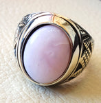 pink opal natural stone men ring sterling silver 925 stunning genuine gem ottoman arabic style jewelry all sizes