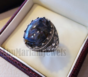 man ring pietersite natural stunning tempest stone sterling silver 925 oval cabochon multi color gem ottoman arabic style all sizes jewelry
