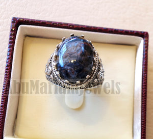 man ring pietersite natural stunning tempest stone sterling silver 925 oval cabochon multi color gem ottoman arabic style all sizes jewelry