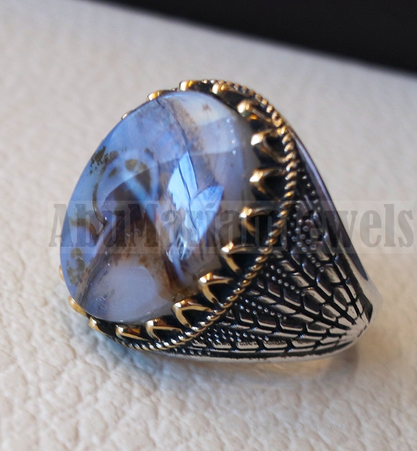 Oval yamani aqeeq natural semi precious multi color agate gem men ring sterling silver 925 and bronze jewelry all sizes  1007 عقيق يماني