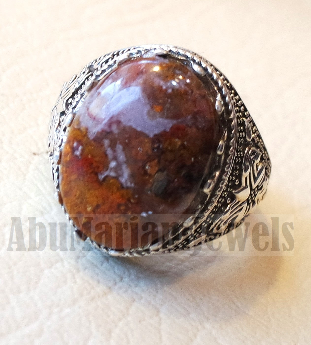 Agua nevada aqeeq sulymani natural Mexican stone sterling silver 925 man ring ottoman turkey antique style any size عقيق سليماني