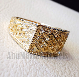 Celtic knot 18k yellow gold men ring  all sizes signet style fine jewelry fast shipping heavy man ring