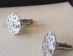 Copy of cufflinks , cuflinks 2 words on piece calligraphy arabic customized any name made to order sterling silver 925 heavy men jewelry عربي CF12