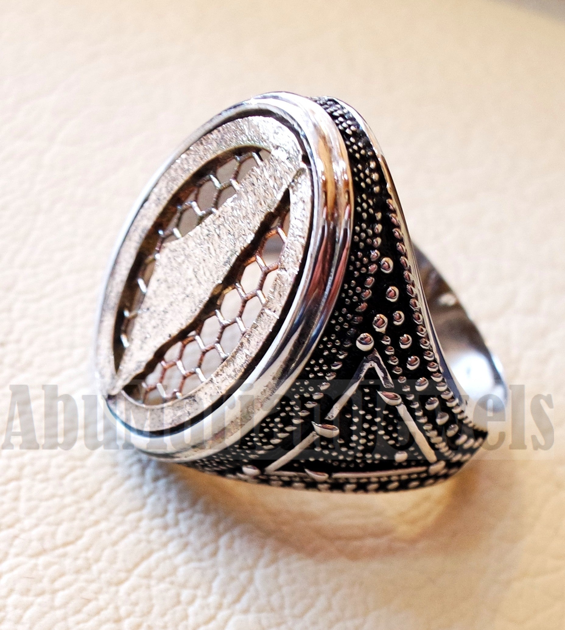 Palestine map man ring sterling silver and bronze arabic middle eastern turkey oriental antique style fast shipping all sizes