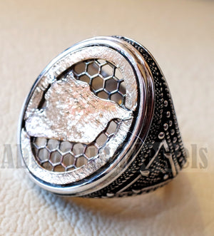 Syria map man ring sterling silver and bronze arabic middle eastern turkey oriental antique style fast shipping all sizes