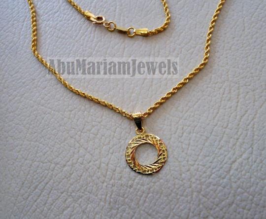 21K gold heart pendant with rope chain gold jewelry 16 and 20 inches f –  Abu Mariam Jewelry