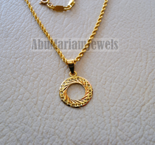 21K gold heart pendant with rope chain gold jewelry 16 and 20 inches f –  Abu Mariam Jewelry