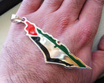 Huge heavy Palestine map & flag pendant sterling silver 925 k high quality enamel colorful jewelry arabic fast shipping خارطه و علم فلسطين