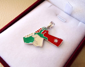 Jordan sterling silver map and flag enamel colors pendant 925 k high quality arabic jewelry fast shipping خارطة الاردن فضه